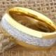 Tungsten Wedding Ring Band Meteorite Ring Mens Women's Wedding Ring Anniversary Ring Dome 8mm Yellow Gold 18k Matching Ring Set Perfect Gift