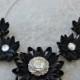 Black Statement Necklace, Black Flower Necklace, Black Necklaces, Prom Jewelry, Wedding Jewelry, Black Bridesmaid Jewelry, Black Flowers