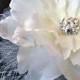 Wedding Bridal Peony Headpiece - bridal, flower headpiece, birdcage veil, lace, rhinestone