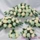 Artificial Wedding Flowers, Top Table Centerpiece Decoration Arrangement, Candle Ring in Mint Green Colourfast Foam Roses