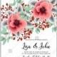 Anemone wedding invitation card printable template