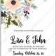 Anemone wedding invitation card printable template
