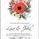 Anemone wedding invitation vector template card