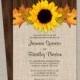 Rustic Fall Wedding Reception Invitation With Sunflower And Leaves, DIY Printable Sunflower Invitation Cards, Rustic Country Wedding Invites