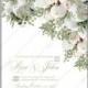 Soft white peony wedding invitation vector card template