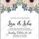 Anemone wedding invitation vector template card