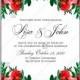 Peony, poppy Wedding Invitation watercolor