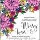 Pink chrysanthemum wedding invitation card printable template