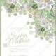 Magnolia wedding invitation template card eucaliptus
