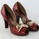 Vintage 1940s Cherry Red Peep Toe Shoes