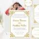 Wedding Invitation Suite Templates, Gold Vintage Wedding Invitation Kits, Printable Wedding Invitation Suite, Editable Text, DIY You Print - $20.00 USD