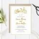 Tandem Bike Wedding Invitation Template, Gold Bicycle Invitations, Printable Wedding Invitation, Editable PDF Templates, DIY You Print