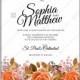 Cream orange roses wedding invitation vector card template
