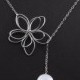 Flower Lariat Necklace, Pearl Wedding Jewelry, Garden Moon Necklace,   Y Necklace, Gift for Wife, Bridesmaid Jewelry, Spring Gift Ideas