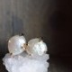 Freshwater Pearl Gold Fill Studs. Natural Pearl Prong Earrings. June Birthstone. Raw Pearl Claw Stud. June Earrings. Bridal Studs White Gold