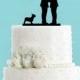 Groom and Groom Couple Kissing with French Bulldog Gay Wedding Cake Topper, Same Sex Marriage Cake Topper
