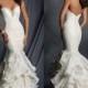 Charming Sweetheart Lace Beaded Sexy Mermaid White Chiffon Wedding Dresses, WD0181