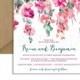 WATERCOLOR FLOWERS WEDDING Invitation & RSvP Whimsical Floral Rustic Invite Pink Teal 2 Pc Suite Free Priority Shipping Or DiY- Keira