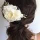 Ivory Bridal Hair Comb- Ivory Flower Comb- Floral Wedding Headpiece- Peony Floral Clip- Wedding Hair Comb- Bridal Headpiece-Flower Hair Comb