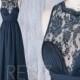 2017 Navy Chiffon Bridesmaid Dress, Ruched Sweetheart Wedding Dress, Scoop Lace Neck Prom Dress, A Line Evening Gown Full Length (J229)