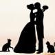 Cake topper with cats,silhouette cake topper with two cats,cats cake topper,wedding cake topper with cats,cake topper cats (0166)