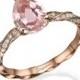 Rose Gold Engagement Ring Morganite Ring Drop Ring Art Deco Ring Diamond Ring Bridal Jewelry Gem Ring Vintage Ring Promise Ring Unique Ring