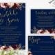 Digital Wedding Invitation NAVY GOLD and BOHO burgundy floral watercolour wedding invitation design.