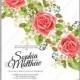 Red rose wedding invitation vector flowers template card
