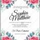 Pink red rose Floral Wedding Invitation Printable Template