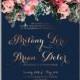 Pink Peony wedding vintage invitation vector card template