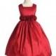 Red Flower Girl Dress - Taffeta Dress w/ Flower Cummerbund Style: D3030 - Charming Wedding Party Dresses