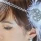 Gatsby Bridal Headpiece, Feathered Headband, Wedding Hair Accessories, Bridal Hair Accessories, Bridal Hair, Great Gatsby Headpiece, H161-WH