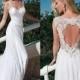 Stunning Chiffon V-neck Neckline Sheath Wedding Dresses with Lace Appliques - overpinks.com