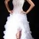 Slit A-line Wedding Dress. Ruffle Bridal Dress. Strapless Wedding Dress With a Train.  Lace Corset.