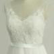 Open back Romantic ivory a line lace beach wedding dress with elegant beaded top and pale blush lining