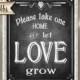 Wedding FAVORS Printable chalkboard sign -Let Love Grow -  instant download digital file - DIY - Rustic Collection - Wedding Signage