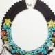 Black Collar Necklace, Floral Necklace, Turkish Traditional Laces, Handmade Necklace, Floral Collar Necklace, Turquoise Necklace with flower