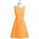 Tangerine Azazie Hermosa - V Neck Knee Length Back Zip Chiffon Dress - Charming Bridesmaids Store