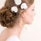 Bridal Flower Hair Pin - Hair Accessory Rose Pins - Wedding Hair Accessory - Floral Chiffon Hair Pins - Ivory / Soft White / White