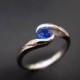 Classic Blue Sapphire Engagement Ring in 14K White Gold, Blue Sapphire Ring, Blue Sapphire Band, Solitaire Engagement Ring, Solitaire Ring