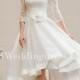 Ivory Hi-lo Plus Size Wedding Dress A-line Half Sleeve Off-shoulder Chiffon/lace