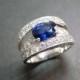 Natural Sapphire Wedding Diamond Ring In 14K Gold, Diamond Wedding Band, Blue Sapphire Ring, Diamond Ring, Blue Sapphire Engagement Ring