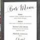 Wedding bar menu sign, Printable, bar menu, template, instant download, sign for wedding, S2
