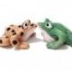 Frogs Kissing, Hand-Built Kissing Frogs, Frog Cake Toppers, Aquarium Ornaments, Frog Sculptures