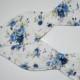 Men's White and Blue Self Tie Bow Tie