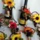 Sunflower Bridal Centerpieces Wine toppers AmoreBride summer Vineyard wedding accessories fall reception decoration grapevine corks grapes