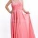 Flowing Bateau Floor Length A line Natural Waist Chiffon Prom Dress With Flowers - Compelling Wedding Dresses