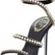 Pearly & Crystal Snake 105mm Sandal, Black