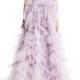 Draped Tulle Ball Gown with Ruffle Skirt, Lilac