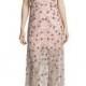 Sleeveless Embellished Floral Georgette Column Gown, Pink